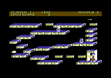 Ollie's Follies (Commodore 64) screenshot: Got to the door, but it's locked