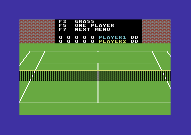 On-Court Tennis (Commodore 64) screenshot: Main options