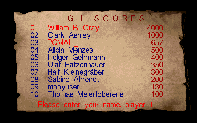 Penthouse Hot Numbers Deluxe (DOS) screenshot: Top Ten High Scores