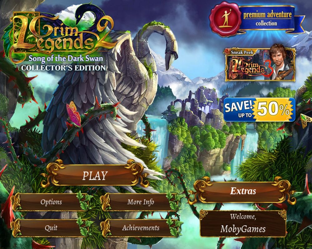 Grim Legends 2: Song of the Dark Swan (Collector's Edition) (Windows) screenshot: Title and main menu