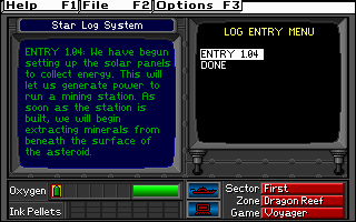 Operation Neptune (DOS) screenshot: More of the story doled out, level by level