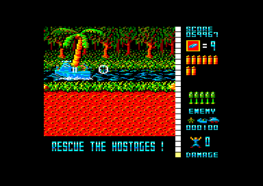 Operation Wolf (Amstrad CPC) screenshot: Just one more tank to blow up