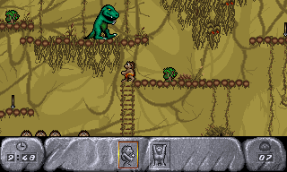 The Humans: Insult to Injury (DOS) screenshot: Swamp level.