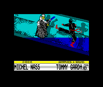 Oriental Hero (ZX Spectrum) screenshot: The opening screen, complete with credits