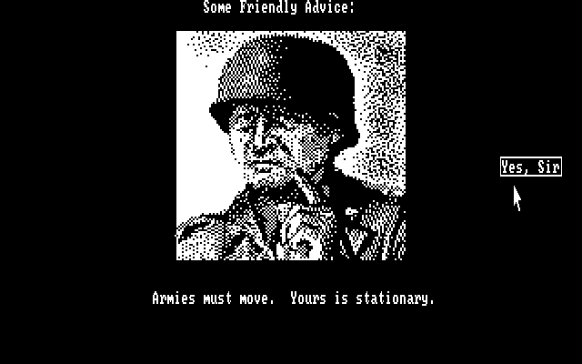 Patton vs Rommel (DOS) screenshot: A little friendly advice...