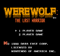 Werewolf: The Last Warrior (NES) screenshot: Title Screen