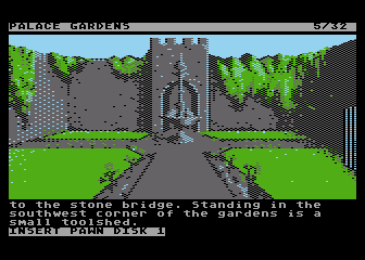 The Pawn (Atari 8-bit) screenshot: Palace Gardens