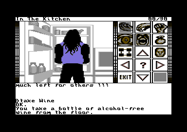 Party Quest (Commodore 64) screenshot: Well, at least I was able to steal the wine