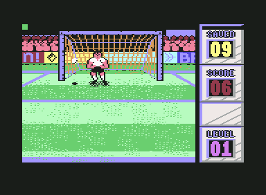 Penalty Soccer (Commodore 64) screenshot: He scores!
