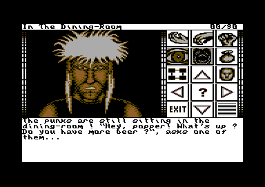 Party Quest (Commodore 64) screenshot: This bozo doesn't look happy to see you