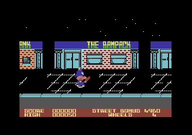 P.C. Fuzz (Commodore 64) screenshot: Patrolling the street
