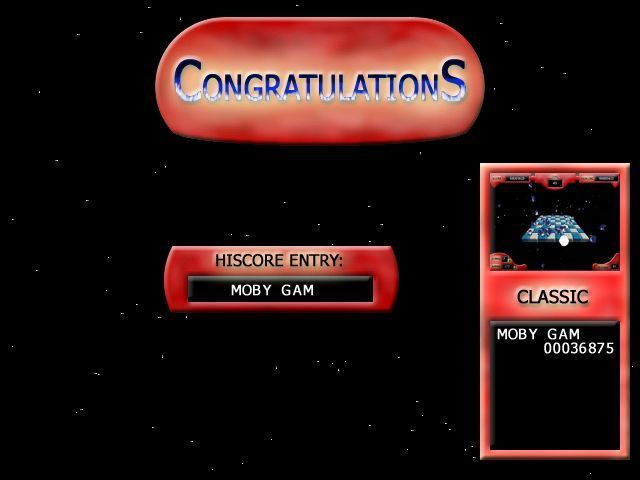 PenG (Windows) screenshot: Entering a high score<br>Only eight characters are allowed for a name