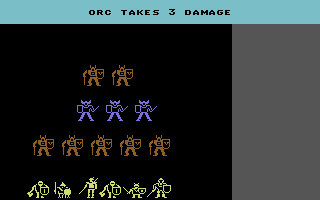 Phantasie II (Commodore 64) screenshot: Fighting against orcs and kobolds