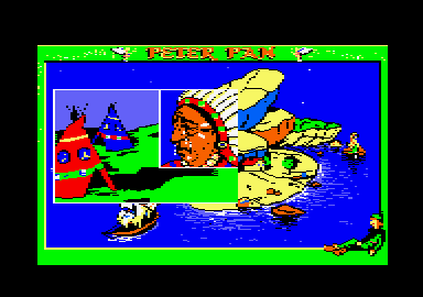 Peter Pan (Amstrad CPC) screenshot: I've selected the Indian village. I'll need to help Tiger Lily.