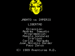 Jabato (ZX Spectrum) screenshot: The credits screen follows next, then the game starts.