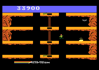 Pitfall II: Lost Caverns (Atari 8-bit) screenshot: Leaping for some more treasure