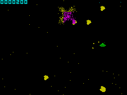 Planetoids (ZX Spectrum) screenshot: In space no-one can hear you scream "attribute collision!"