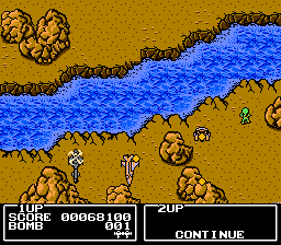 Twin Eagle (NES) screenshot: Enemy soldiers are green