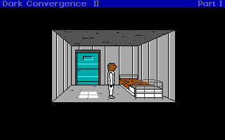 The Dark Convergence II (DOS) screenshot: Locked inside the asylum.