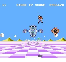 Space Harrier (NES) screenshot: One of the bosses