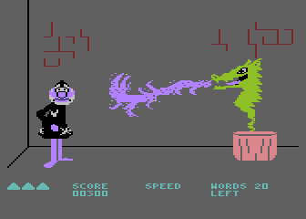 Wizard of Id's WizType (Atari 8-bit) screenshot: ...until finally, WHOOSH!
