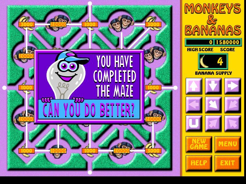 Monkeys & Bananas (Windows) screenshot: Game Over!