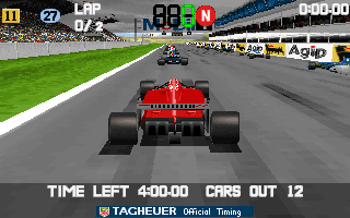 Power F1 (DOS) screenshot: Start of the race (low resolution mode).