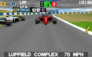 Power F1 (DOS) screenshot: Front view of the player's car.