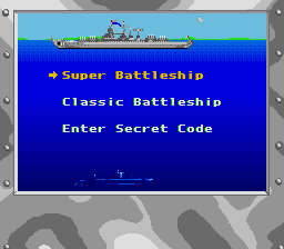 Super Battleship: The Classic Naval Combat Game (Genesis) screenshot: Main menu