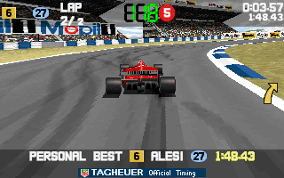 Power F1 (DOS) screenshot: Second lap.