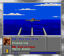 Super Battleship: The Classic Naval Combat Game (Genesis) screenshot: Engaging an enemy ship