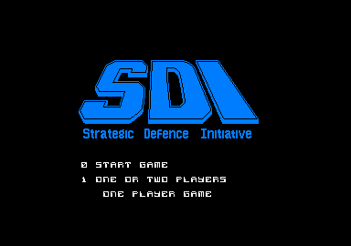 SDI: Strategic Defense Initiative (Amstrad CPC) screenshot: Title screen and main menu