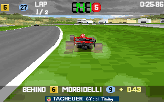 Power F1 (DOS) screenshot: Got off the track.