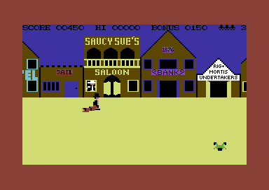 Highnoon (Commodore 64) screenshot: Inside Saucy Sue's