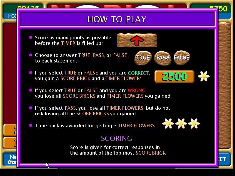 No Bull (Windows) screenshot: The game's instructions