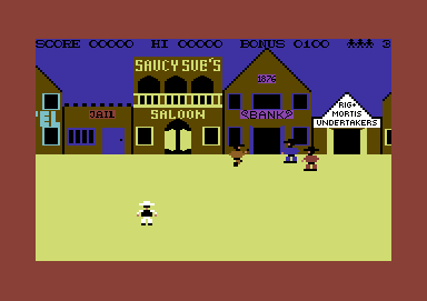 Highnoon (Commodore 64) screenshot: Just shot an outlaw