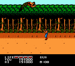 P.O.W.: Prisoners of War (NES) screenshot: A particularly acrobatic enemy