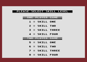 Beach-Head (Atari 8-bit) screenshot: Skill level selection