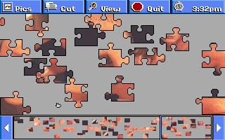 Penthouse Electric Jigsaw (DOS) screenshot: Brandy O. picture is cut to pieces (VGA)