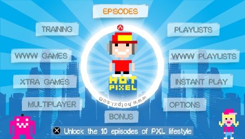 Hot Pixel (PSP) screenshot: Main menu