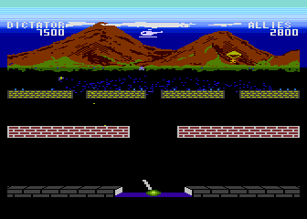 Beach-Head II: The Dictator Strikes Back (Atari 8-bit) screenshot: Airborne stage