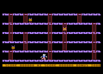 Apple Panic (Atari 8-bit) screenshot: Start of the game
