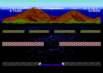 Beach-Head II: The Dictator Strikes Back (Atari 8-bit) screenshot: Another gun was destroyed.