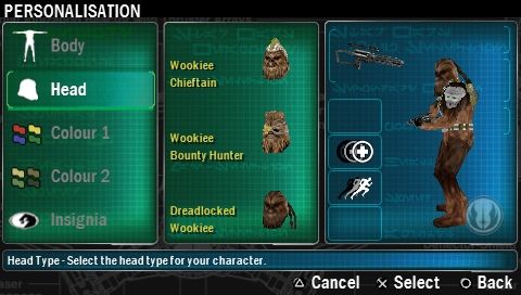 Star Wars: Battlefront - Renegade Squadron (PSP) screenshot: Customisation