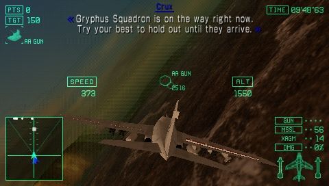 Ace Combat X: Skies of Deception (PSP) screenshot: External plane view