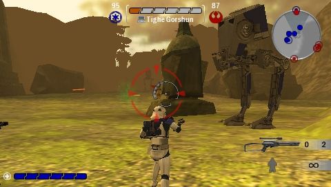 Star Wars: Battlefront - Renegade Squadron (PSP) screenshot: Multiplayer: an unmanned AT-ST...