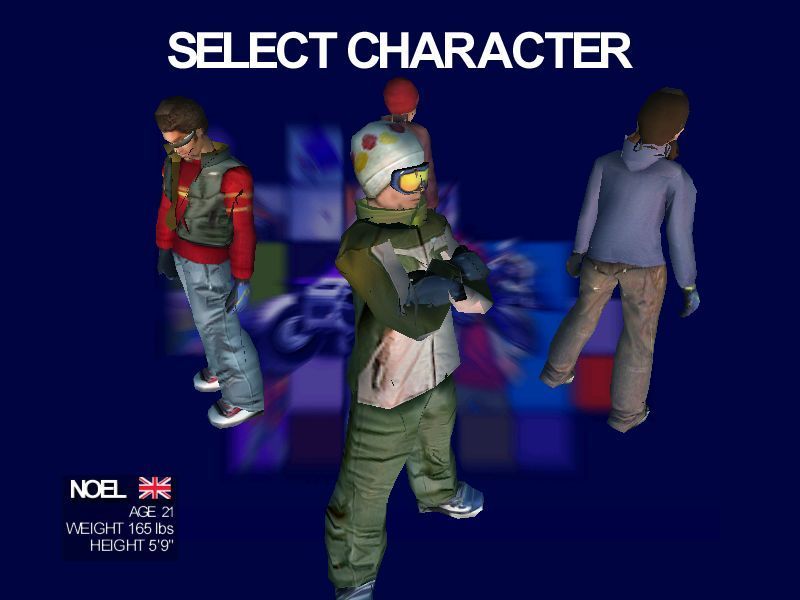 Xtreme Sports (Windows) screenshot: The Character selection screen
