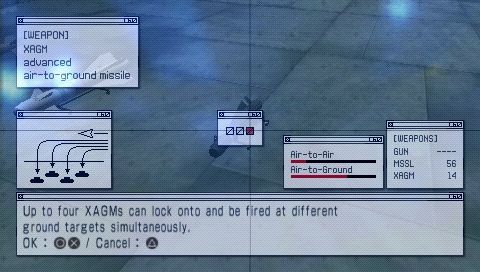 Ace Combat X: Skies of Deception (PSP) screenshot: Weapon select