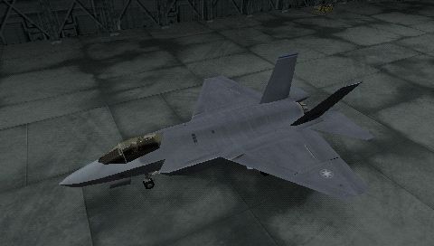 Ace Combat X: Skies of Deception (PSP) screenshot: F-35 Lightning II in hangar
