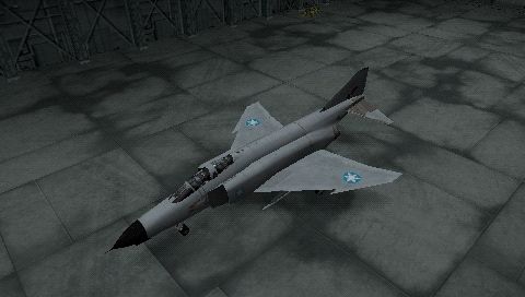 Ace Combat X: Skies of Deception (PSP) screenshot: F-4E Phantom II in hangar
